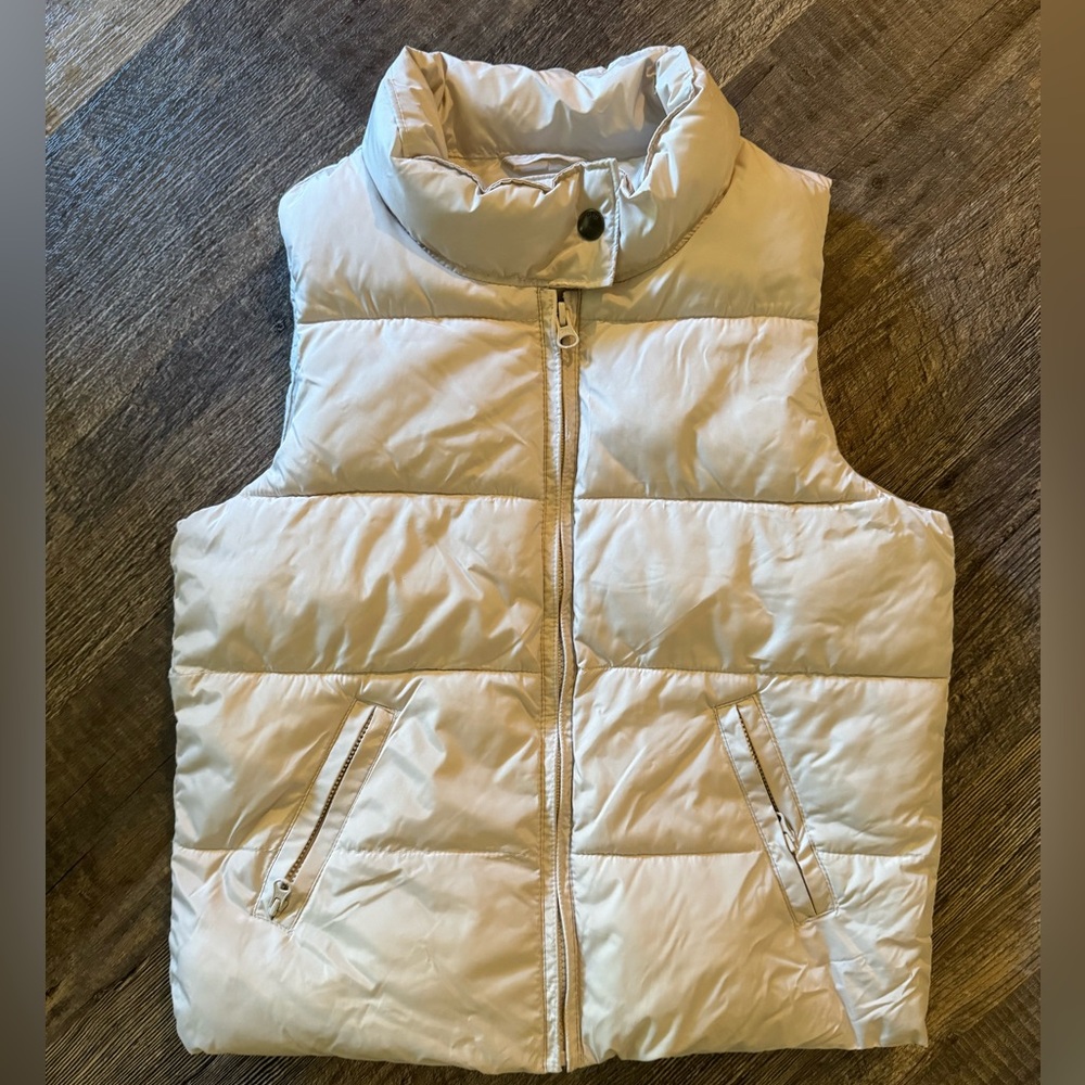 GapKids Girls Size 10(Large) Ivory Down Zip-Up Vest- Preloved -Great Condition!